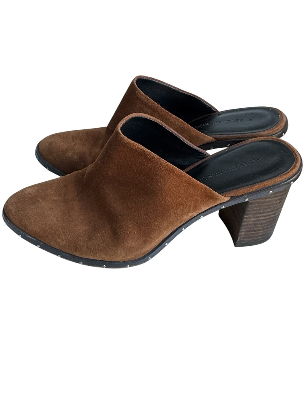 Rebecca Minkoff Brown Suede Slip-On Mules with Block Heel Women’s 10